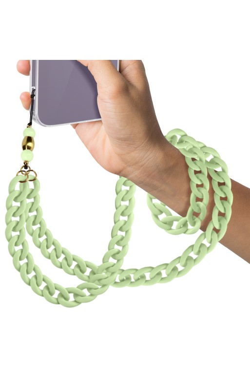 Gioiello da telefono catena cubana piatta verde 90 cm