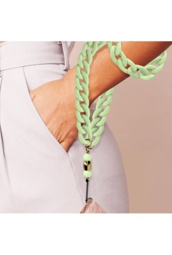 Gioiello da telefono catena cubana piatta verde 90 cm