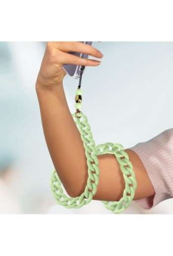 Gioiello da telefono catena cubana piatta verde 90 cm