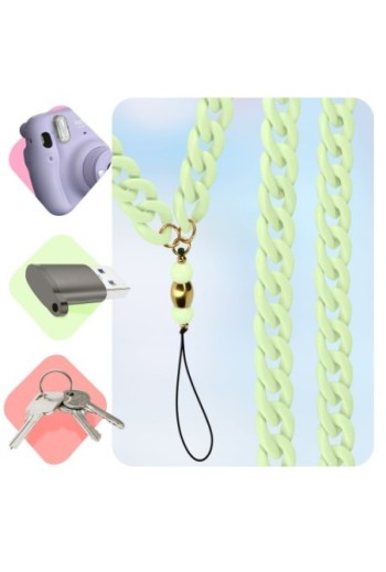 Gioiello da telefono catena cubana piatta verde 90 cm