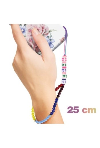Gioiello da telefono lungo 25 cm perline HAPPY multicolore