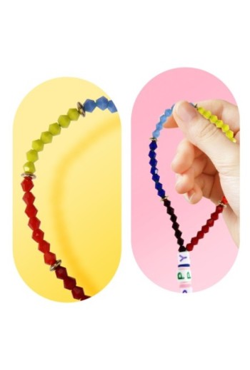 Gioiello da telefono lungo 25 cm perline HAPPY multicolore