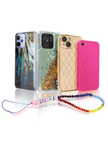 Gioiello da telefono lungo 25 cm perline HAPPY multicolore