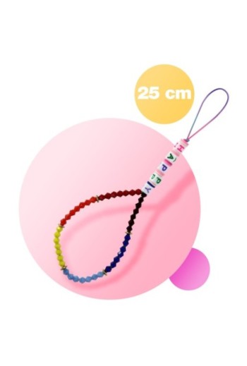 Gioiello da telefono lungo 25 cm perline HAPPY multicolore