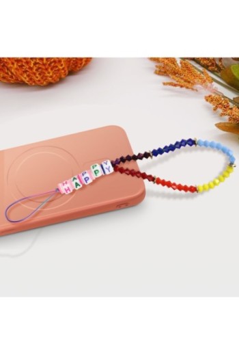 Gioiello da telefono lungo 25 cm perline HAPPY multicolore