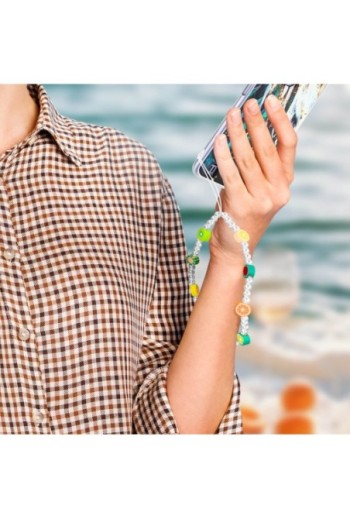 Gioiello da telefono lungo 25 cm perline frutta multicolore