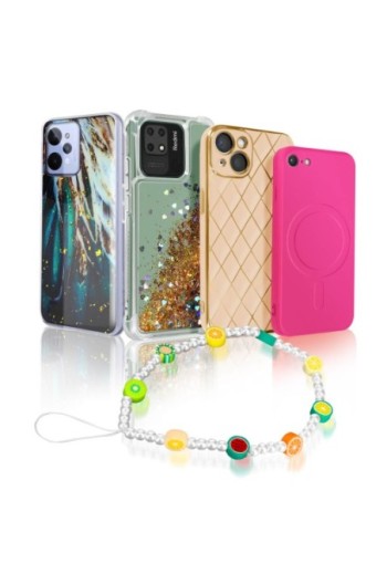 Gioiello da telefono lungo 25 cm perline frutta multicolore