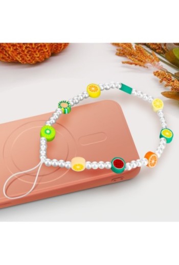 Gioiello da telefono lungo 25 cm perline frutta multicolore