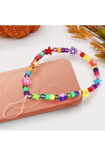 Gioiello 25cm per smartphone perline fiori e stelle multicolore