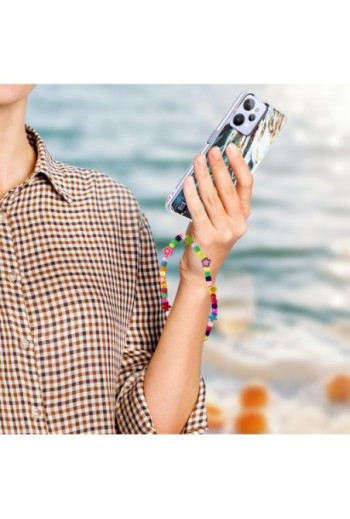 Gioiello 25cm per smartphone perline fiori e stelle multicolore