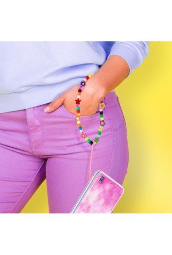 Gioiello 25cm per smartphone perline fiori e stelle multicolore