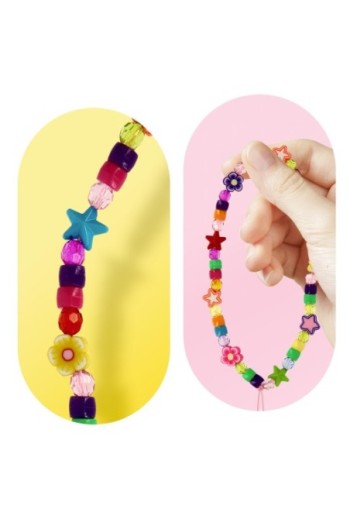 Gioiello 25cm per smartphone perline fiori e stelle multicolore
