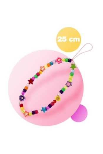 Gioiello 25cm per smartphone perline fiori e stelle multicolore