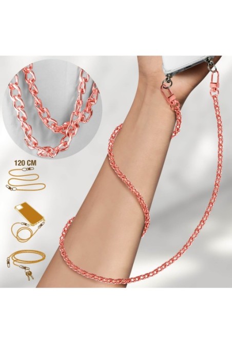 Gioiello Telefono 120 cm Catena Maglia Piatta Gourmette - Rose Gold