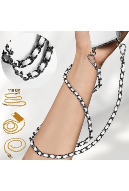 Gioiello da Smartphone 110 cm Catena Maglia Corta Intrecciata - Nera