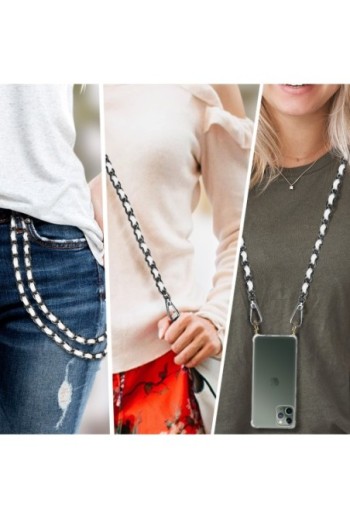 Gioiello da Smartphone 110 cm Catena Maglia Corta Intrecciata - Nera