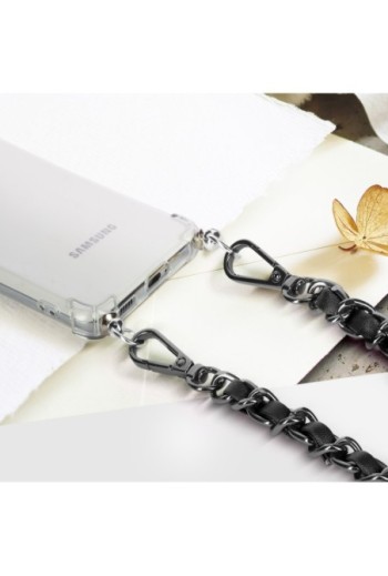 Gioiello da Smartphone Catena Intrecciata 40 cm Argentata - Nera