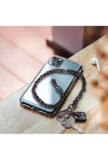 Gioiello da Smartphone Catena Intrecciata 40 cm Argentata - Nera