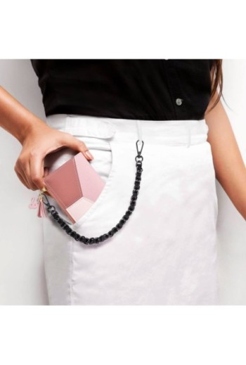 Gioiello da Smartphone Catena Intrecciata 40 cm Argentata - Nera