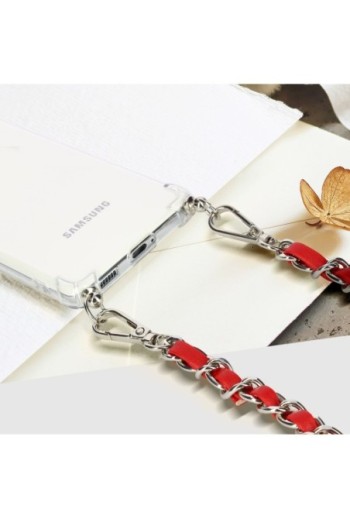 Gioiello da Smartphone Catena Intrecciata 40 cm Argentata - Rossa