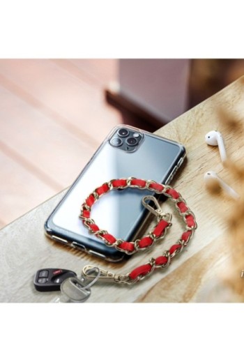 Gioiello da Smartphone Catena Intrecciata 40 cm Argentata - Rossa