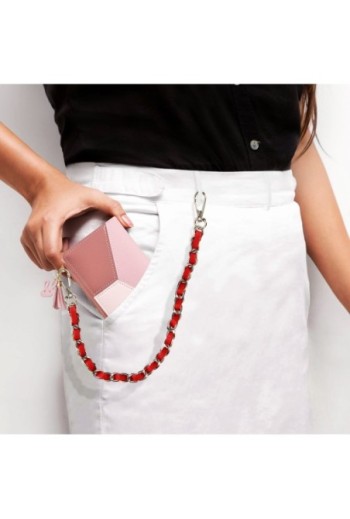 Gioiello da Smartphone Catena Intrecciata 40 cm Argentata - Rossa