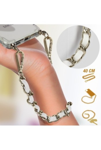 Gioiello da Smartphone Catena Intrecciata 40 cm Argentata - Bianca