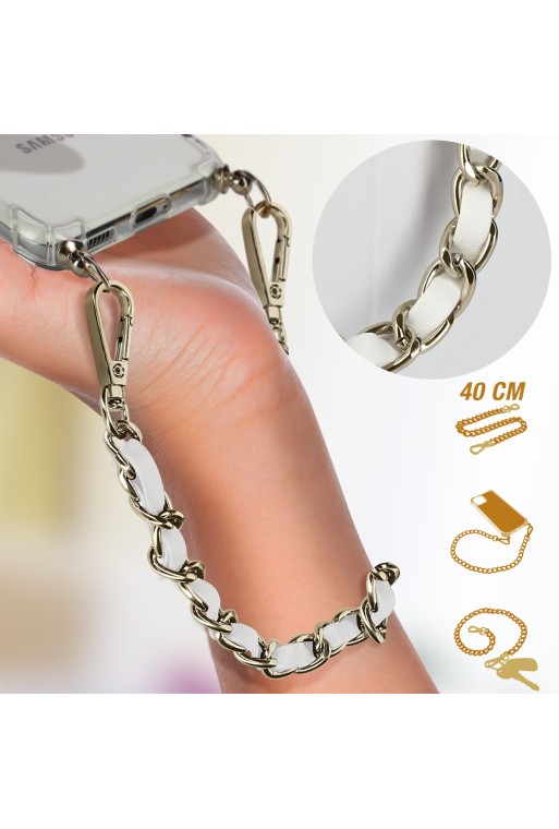 Gioiello da Smartphone Catena Intrecciata 40 cm Argentata - Bianca