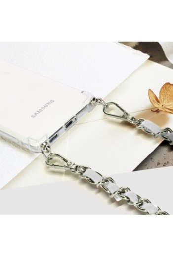 Gioiello da Smartphone Catena Intrecciata 40 cm Argentata - Bianca