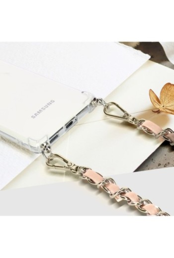 Gioiello da Smartphone Catena Intrecciata 40 cm Argentata - Rosa Chiaro