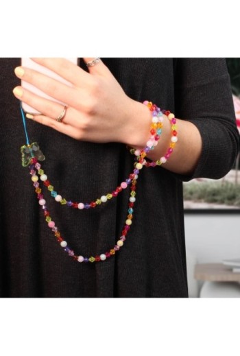 Gioiello Telefono 110 cm Perle Cristallo e Farfalla Collezione Perla