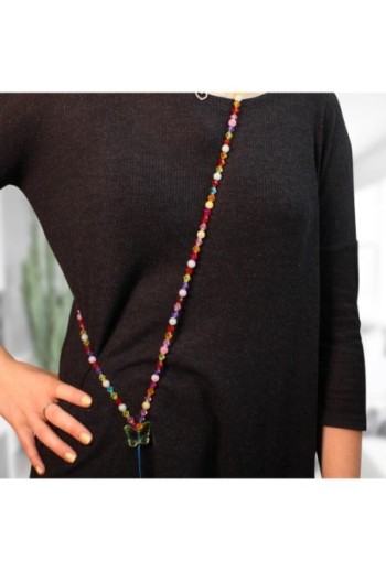 Gioiello Telefono 110 cm Perle Cristallo e Farfalla Collezione Perla