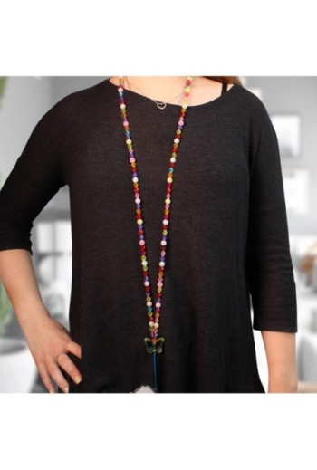 Gioiello Telefono 110 cm Perle Cristallo e Farfalla Collezione Perla