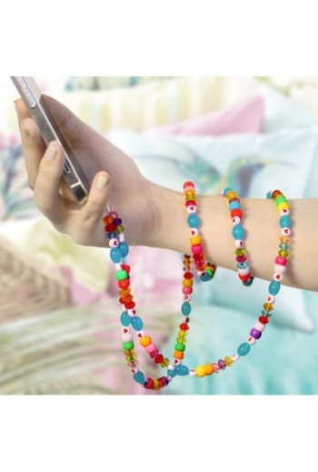 Gioiello da Telefono 110 cm Perle di Varie Forme e Cuori Collezione Lovely - Multicolor