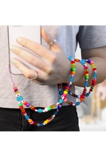 Gioiello da Telefono 110 cm Perle di Varie Forme e Cuori Collezione Lovely - Multicolor