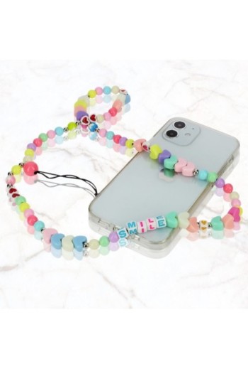 Gioiello da telefono 65 cm perle e cuori Collezione Smile