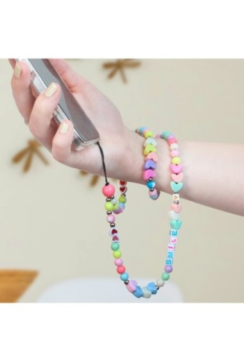 Gioiello da telefono 65 cm perle e cuori Collezione Smile