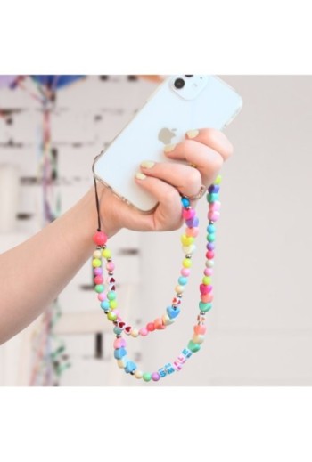Gioiello da telefono 65 cm perle e cuori Collezione Smile
