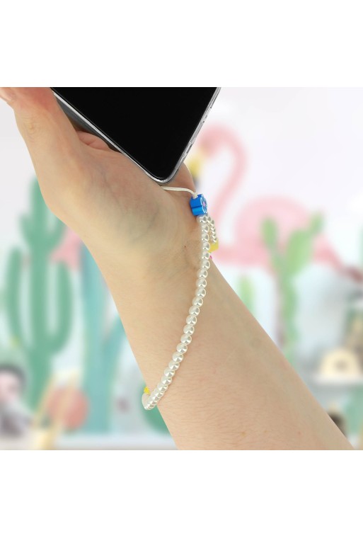 Gioiello da Telefono 25cm con Perle Bianche e Cuori Collezione Lovely