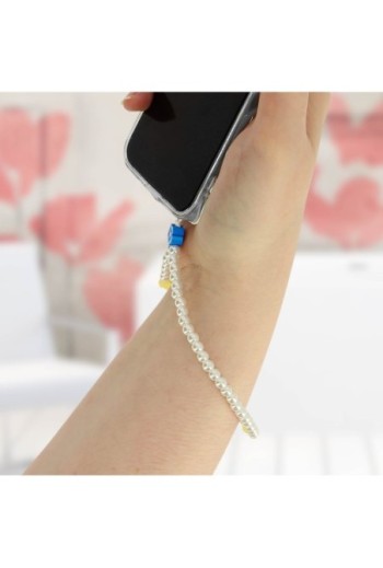 Gioiello da Telefono 25cm con Perle Bianche e Cuori Collezione Lovely