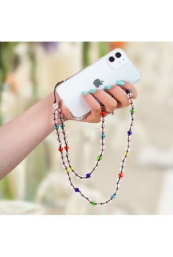 Gioiello da Telefono con Perle Cristallo 80 cm Collezione Krista - Multicolor