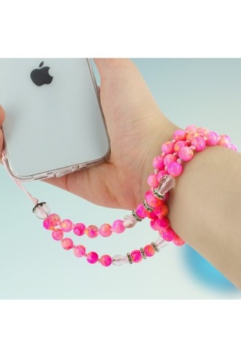 Gioiello da Telefono con Perle Marmorizzate 80 cm Collezione Marble - Rosa