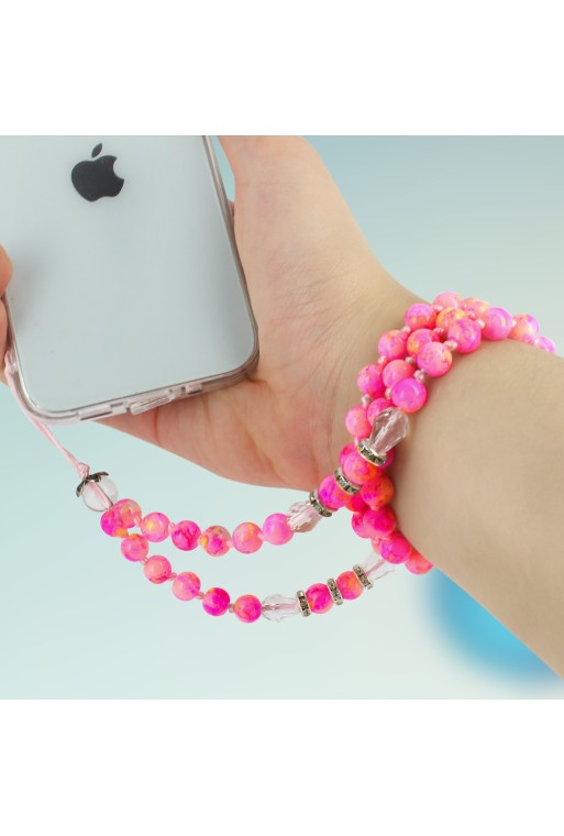 Gioiello da Telefono con Perle Marmorizzate 80 cm Collezione Marble - Rosa