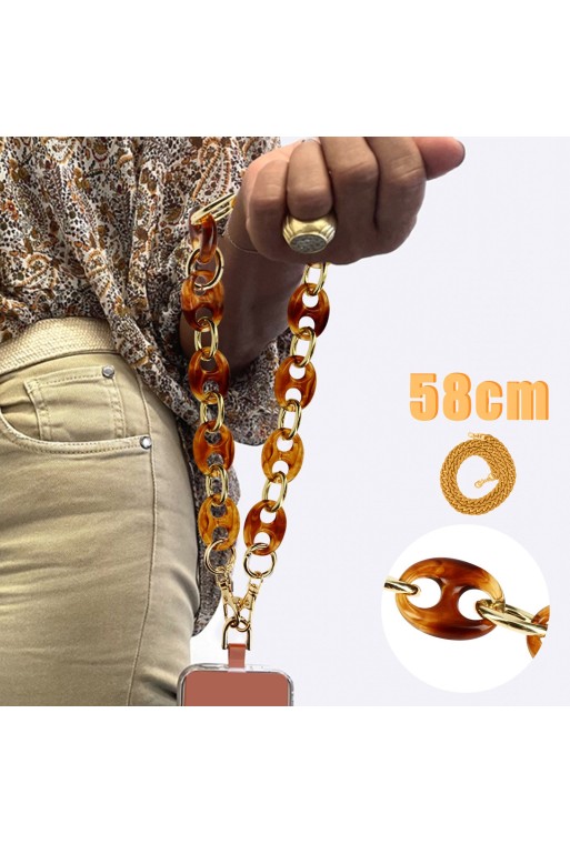 Gioiello da telefono 58 cm catena a maglie larghe Moxie serie Firenze - miele