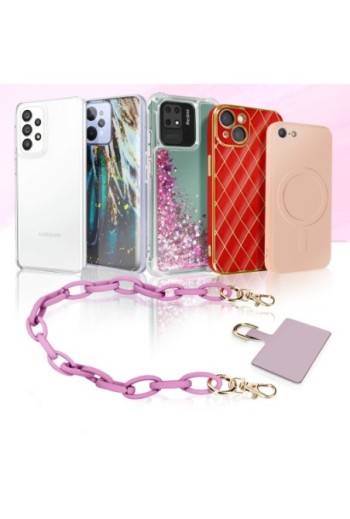 Gioiello per smartphone catena maglie larghe 58 cm Moxie Serie Milano - malva