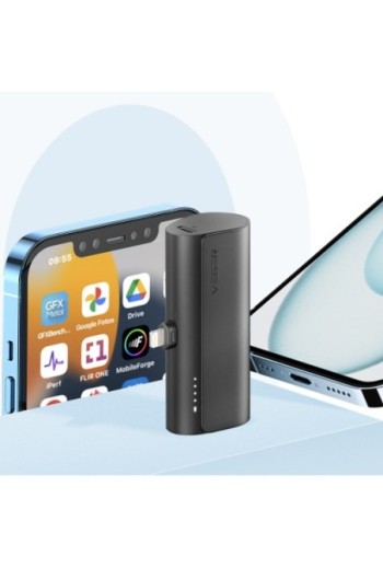 Mini powerbank 5000mAh connettore Lightning per iPhone 20W nero - Veger PlugOn
