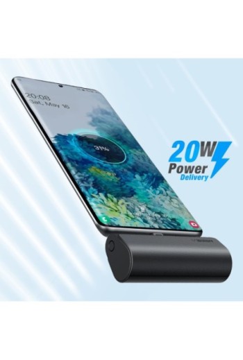 Mini powerbank 5000mAh connettore USB-C Power Delivery 20W nero - Veger PlugOn