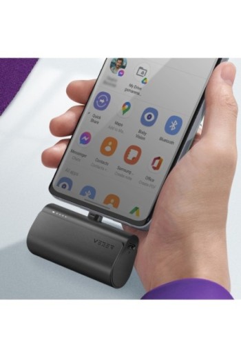 Mini powerbank 5000mAh connettore USB-C Power Delivery 20W nero - Veger PlugOn