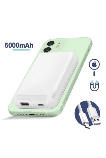 Powerbank MagSafe 5000mAh Ricarica Wireless Magnetica - Bianco