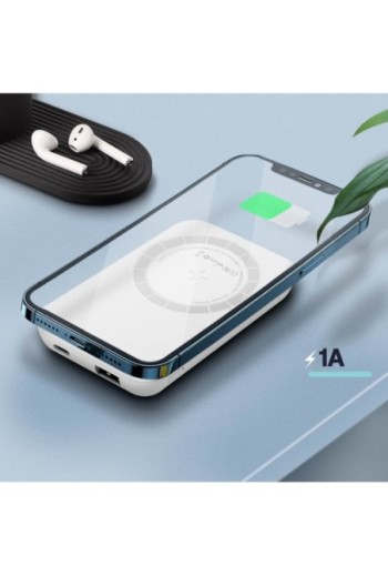 Powerbank MagSafe 5000mAh Ricarica Wireless Magnetica - Bianco
